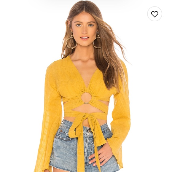Tularosa Tops - Yellow Tularosa boho molly blouse crop top in mustard